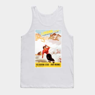 Skiing in LIMONE Piemonte by Carlo Prandoni Ski Resort Vintage Italy Travel Ad Tank Top